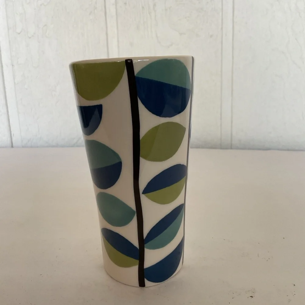 Pier 1 leaves Hand Painted Ceramic Stoneware Coffee Tea Mug